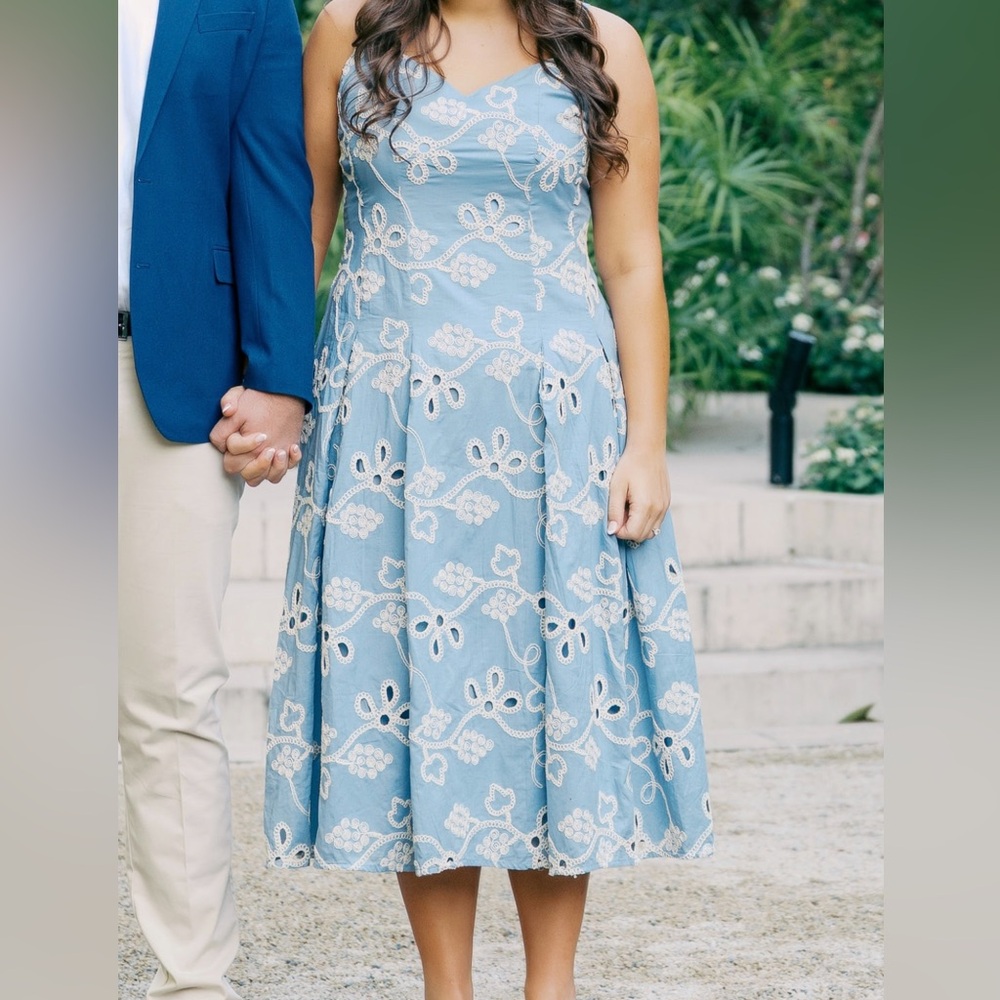 CeCe Light Blue Floral Maxi Dress